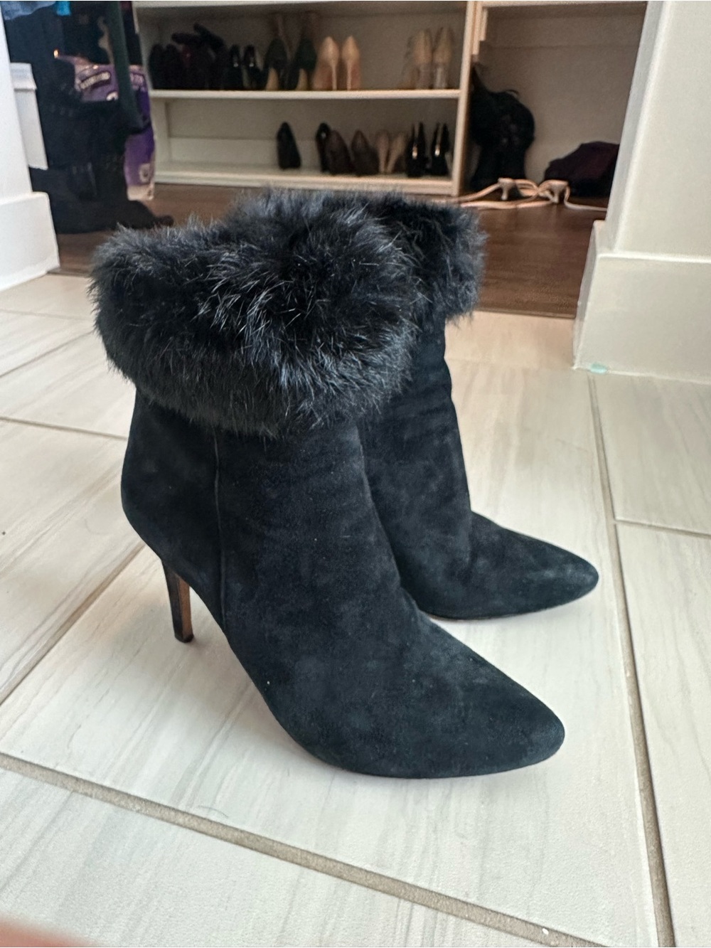 antonio melani black suede ankle boots